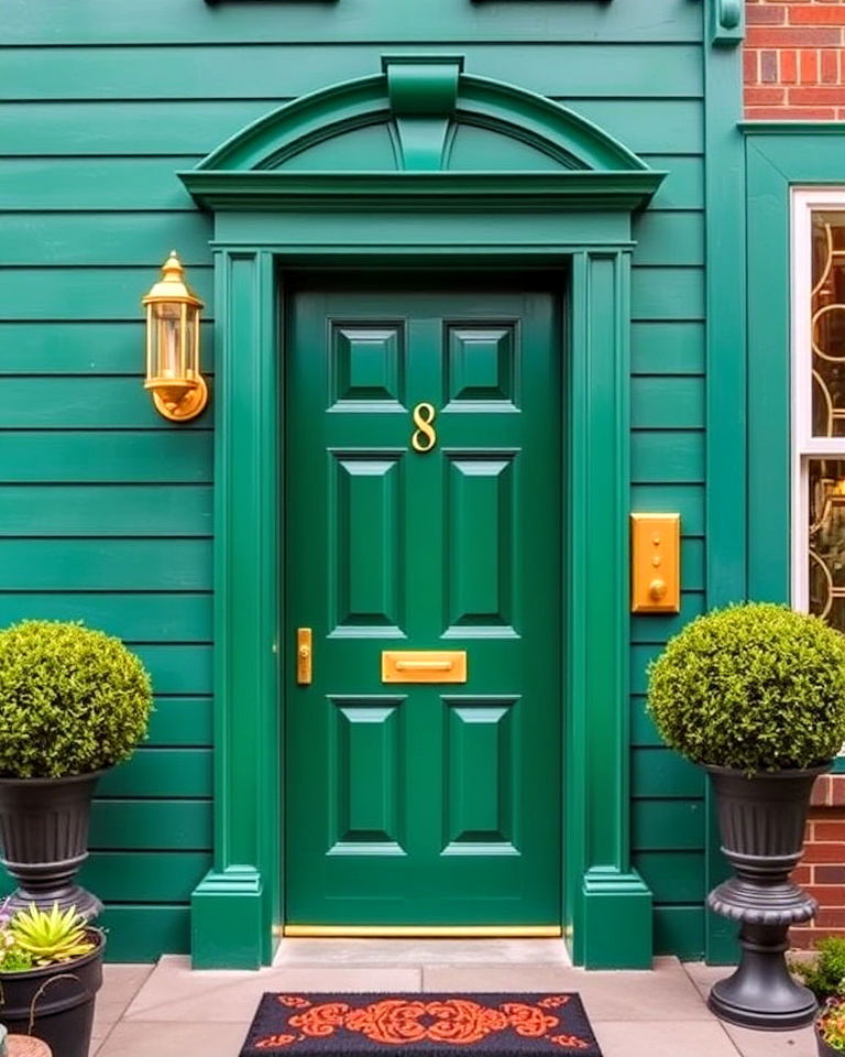 emerald green exterior with glam gold hardware