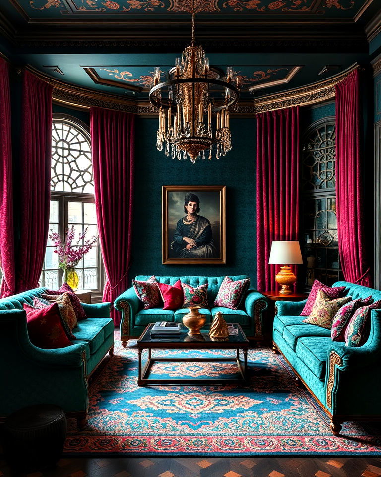 emphasize jewel toned fabrics