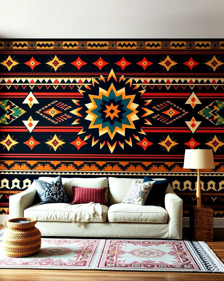 ethnic tribal pattern mural