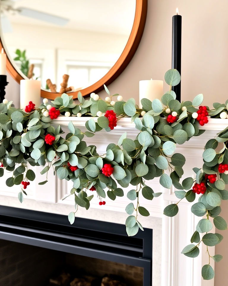 eucalyptus and berry mantel garland