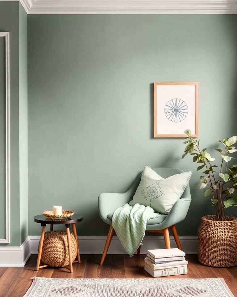 eucalyptus green reading nook for subtle sophistication