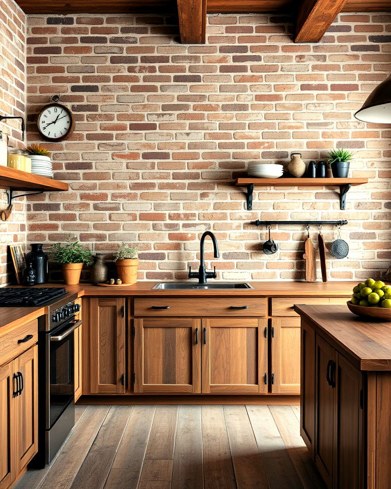 exposed brick backsplash idea