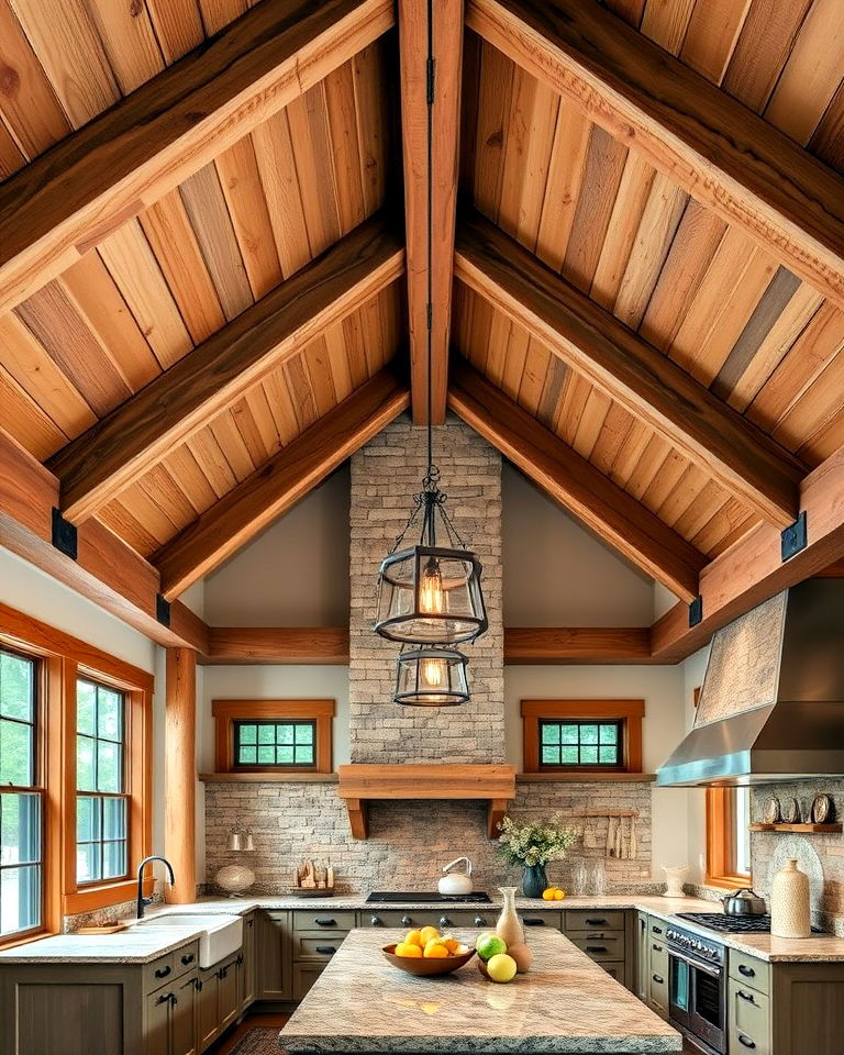 exposed wooden beams