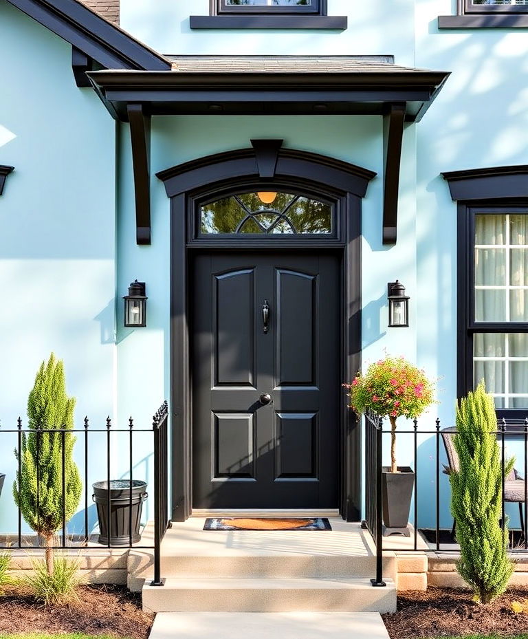 eye catching powder blue with bold black frames