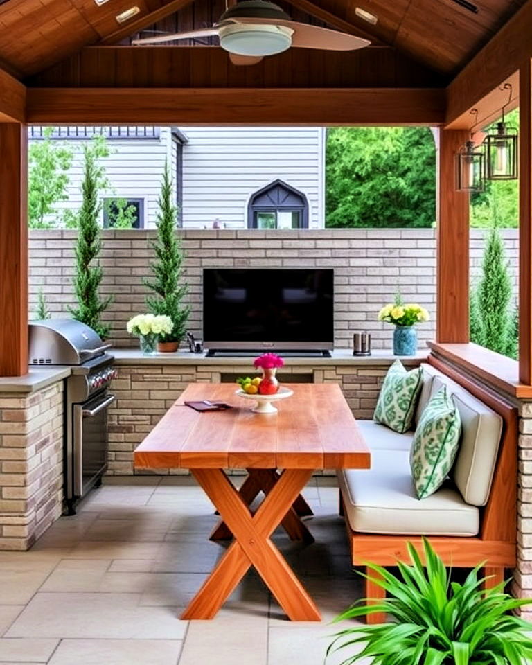 family friendly kitchen with dining bench