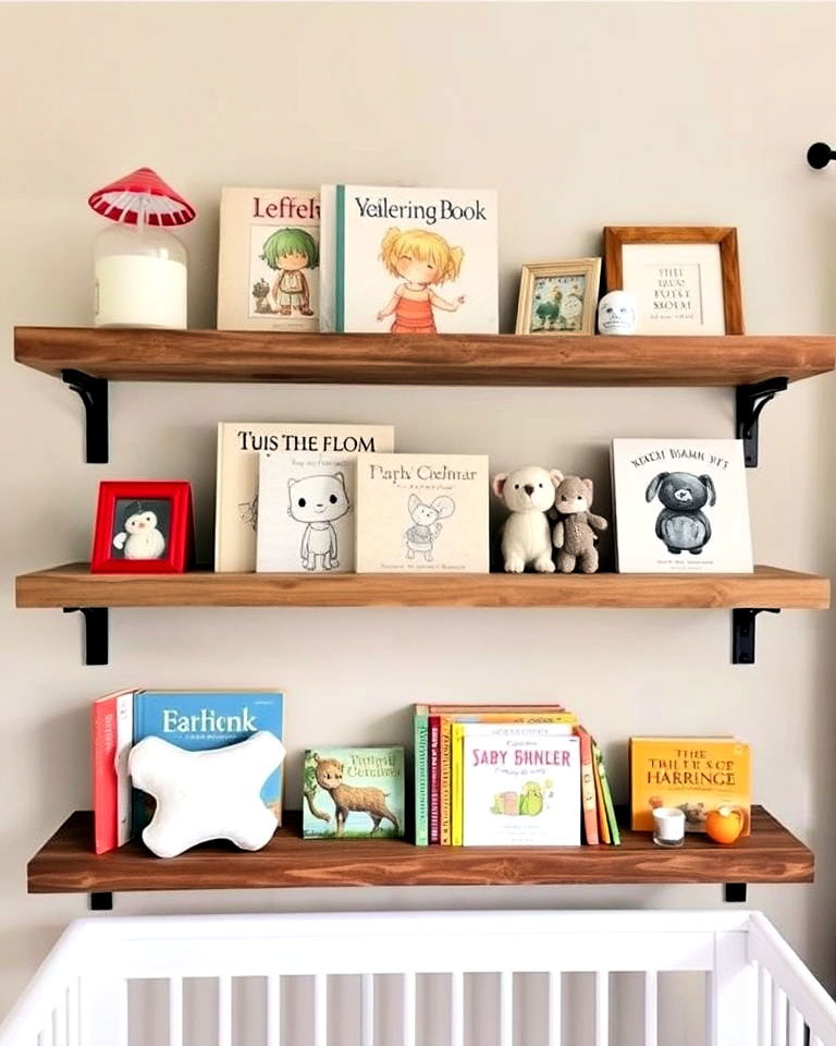 farmhouse inspired nursery bookshelves