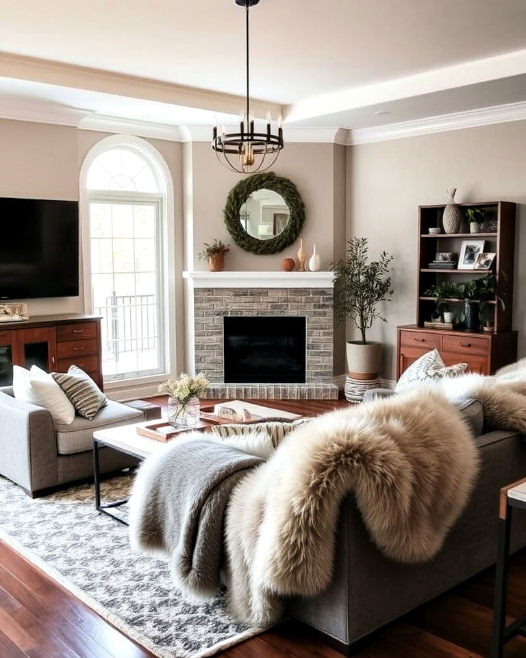 faux fur throw blankets for extra comfort tv room