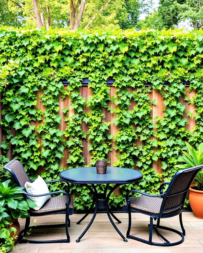 faux ivy or greenery panels to add privacy