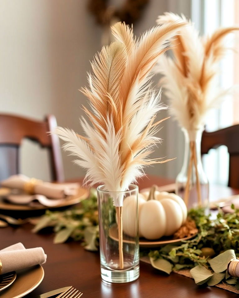 feather floral arrangements for thanksgiving decor