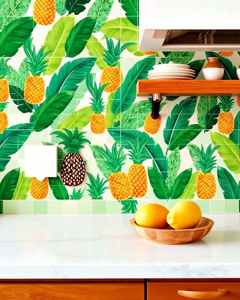 feature a tropical backsplash
