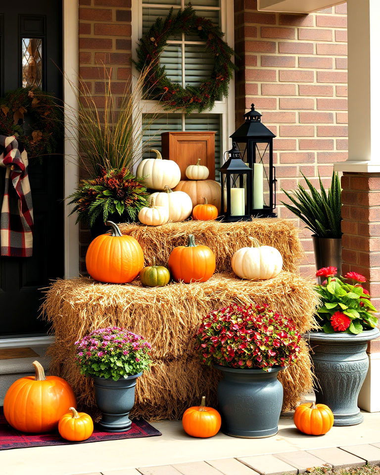 festive and charming thanksgiving porch decor
