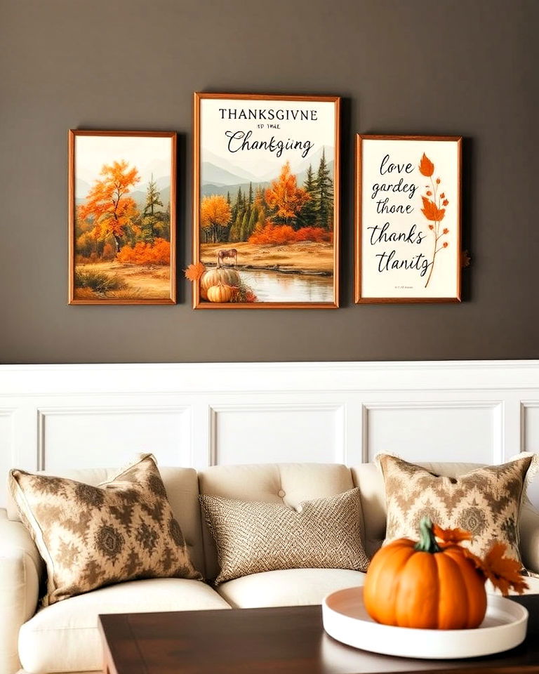 festive wall art with thanksgiving quotes