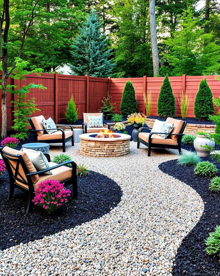 fire pit with gravel pathway