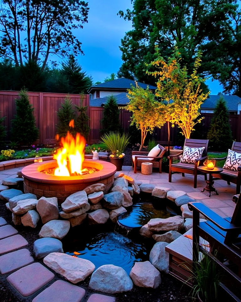 fire pit with water feature