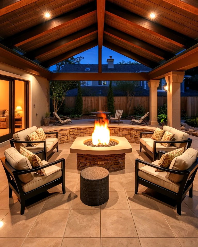 fire pit within the california room