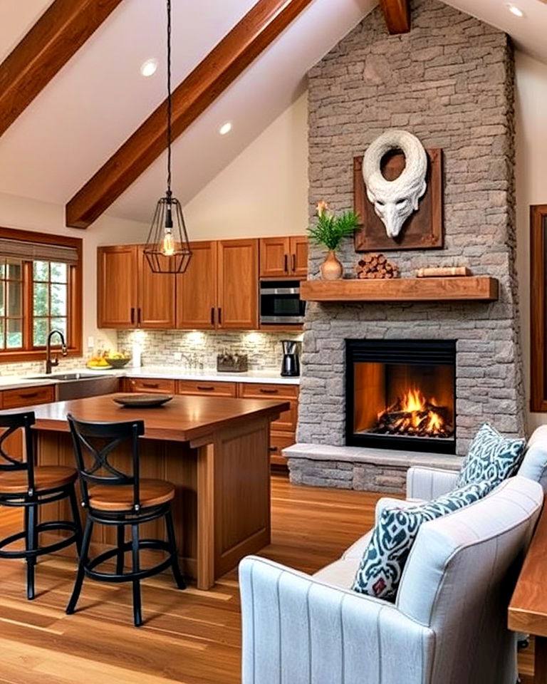 fireplace in the kitchen