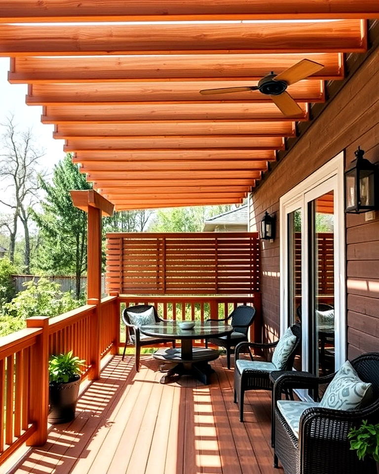 fixed wood slats for natural shade