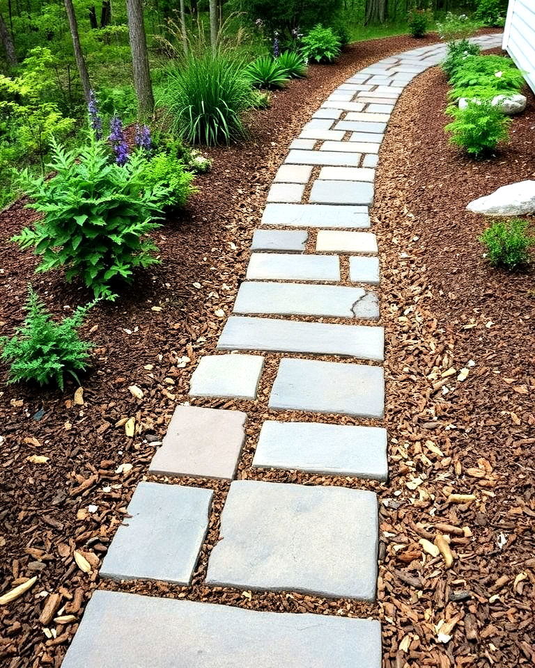 flagstone and mulch combination