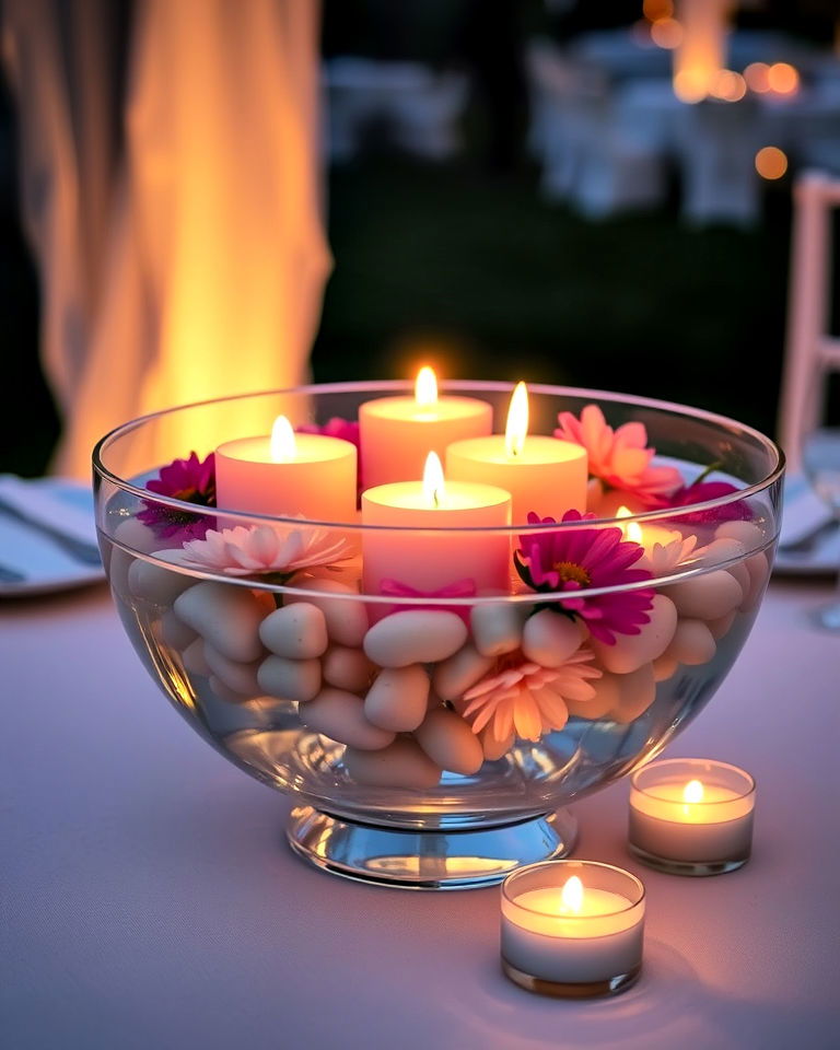 floating candle arrangements for birthday decoration