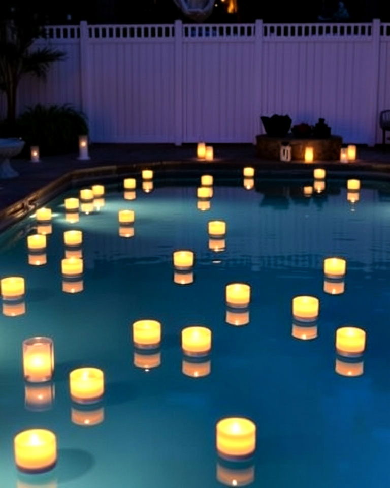floating candles and lanterns for pool