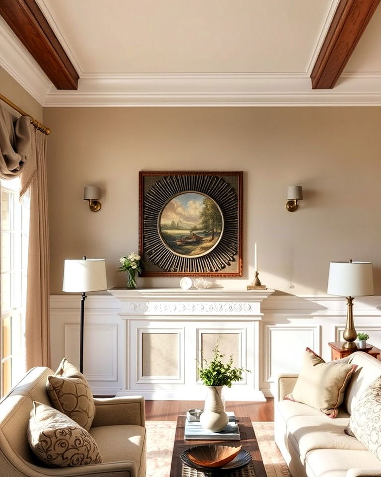 floating chair rail with creative paint transition