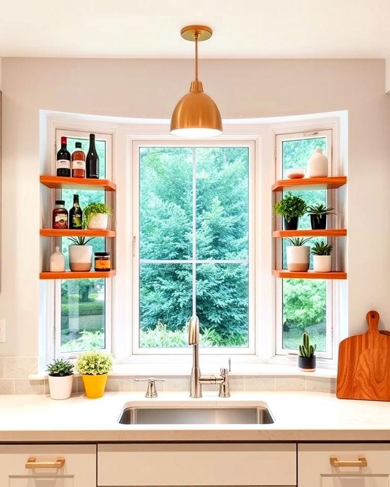 floating shelf bay window for extra storage design