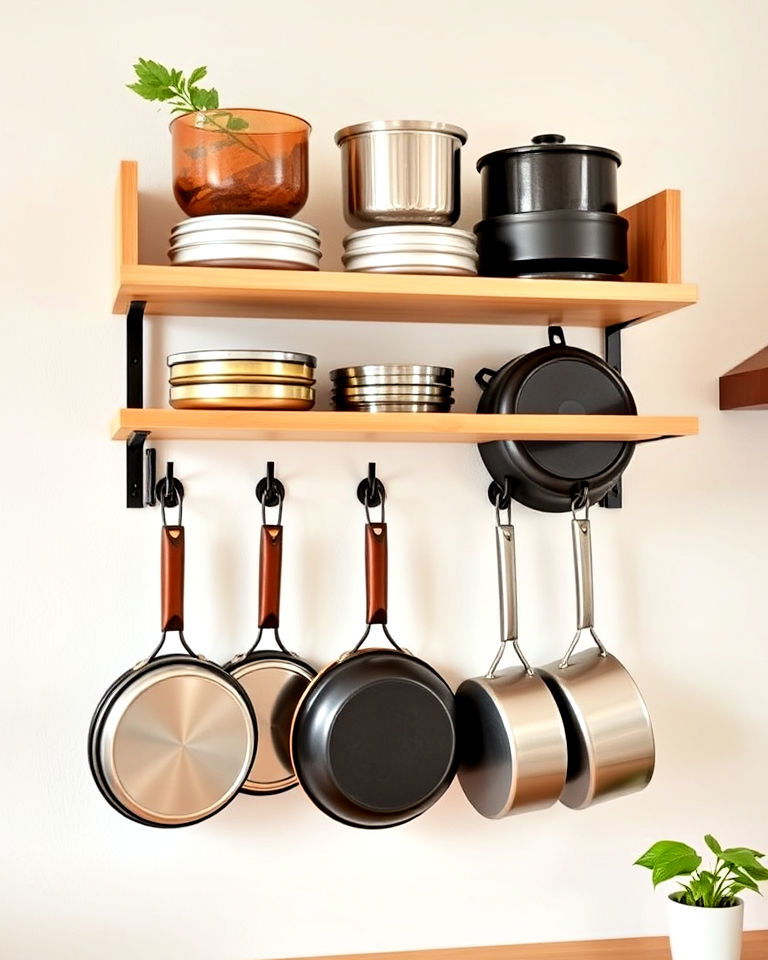 floating shelves with hooks