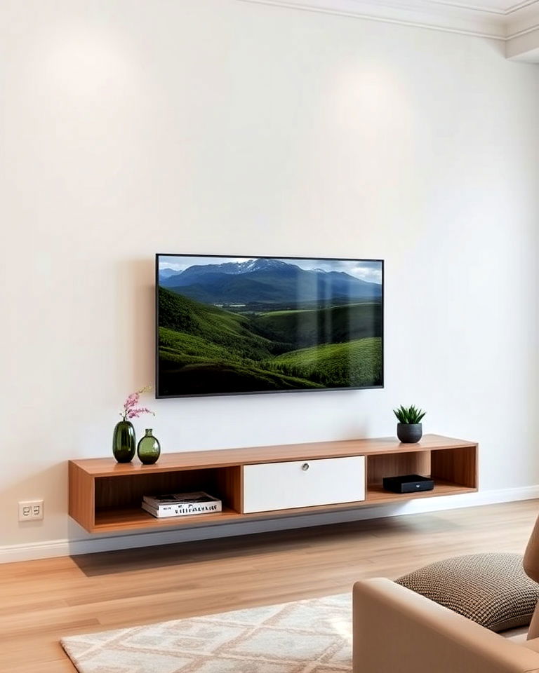 floating tv stand for a modern aesthetic