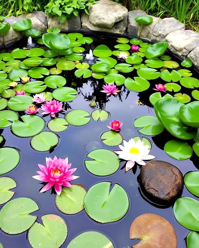 floating water lily pond