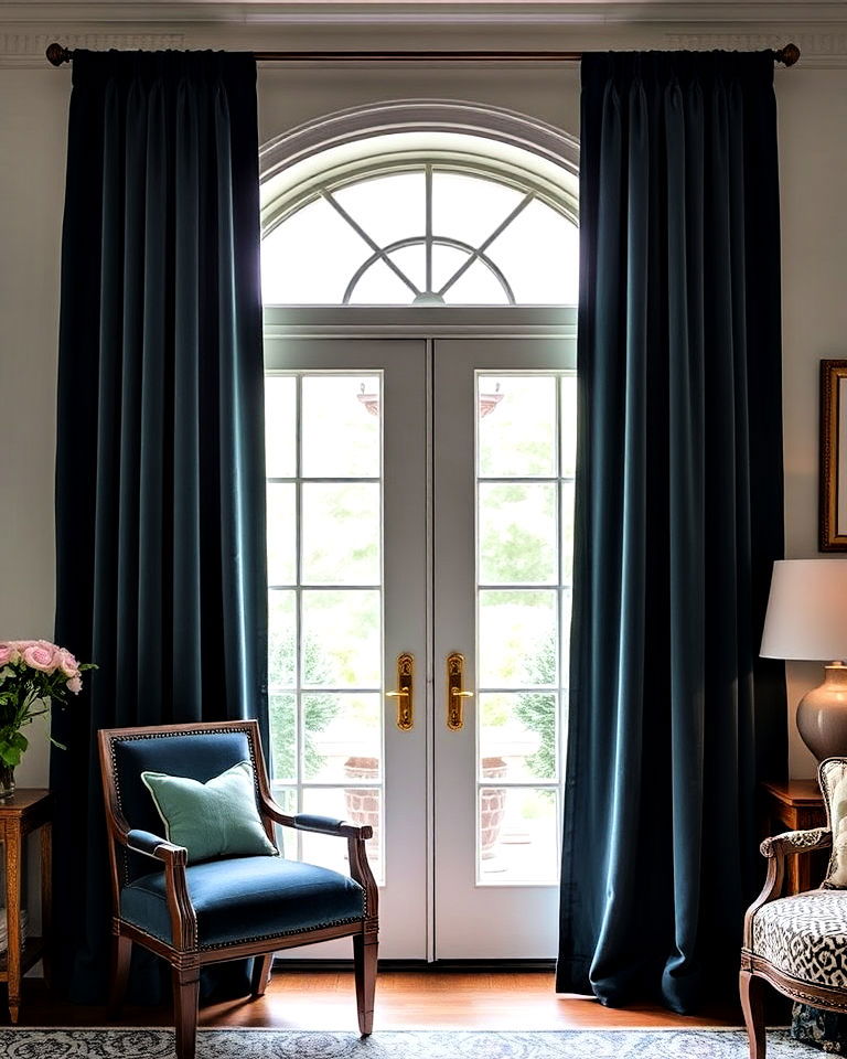 floor length velvet curtains for luxurious texture