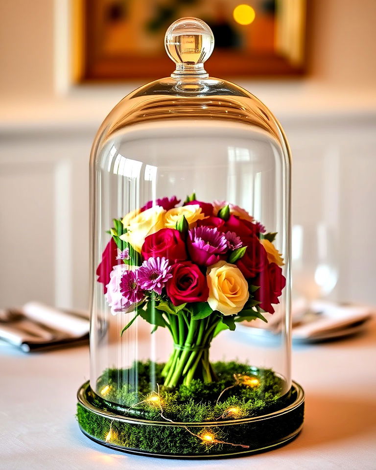 floral glass dome