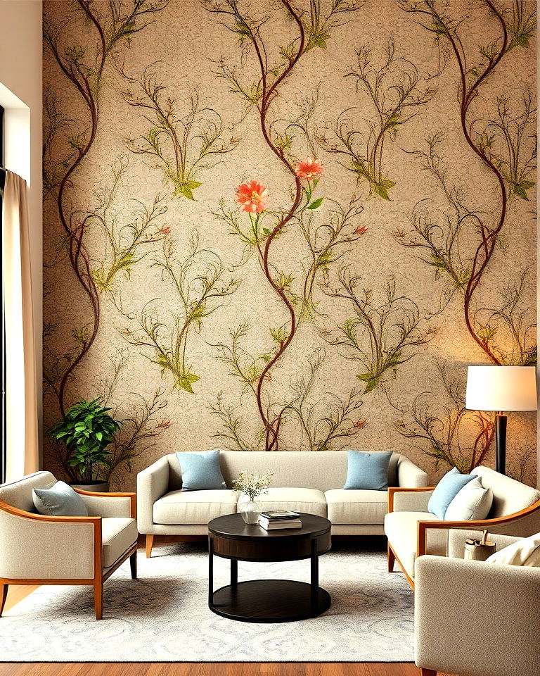 floral motif wallpaper