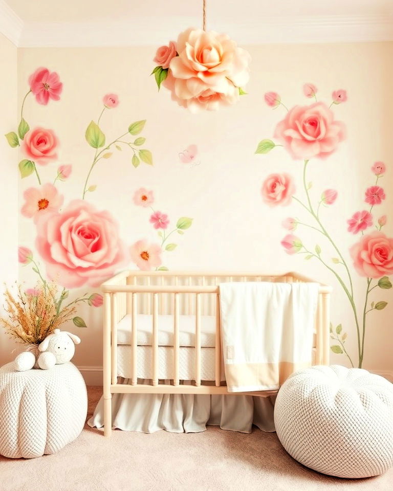 floral themed baby room