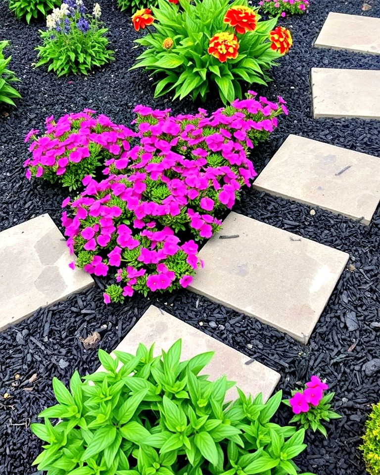 flowering ground covers with black mulch filler