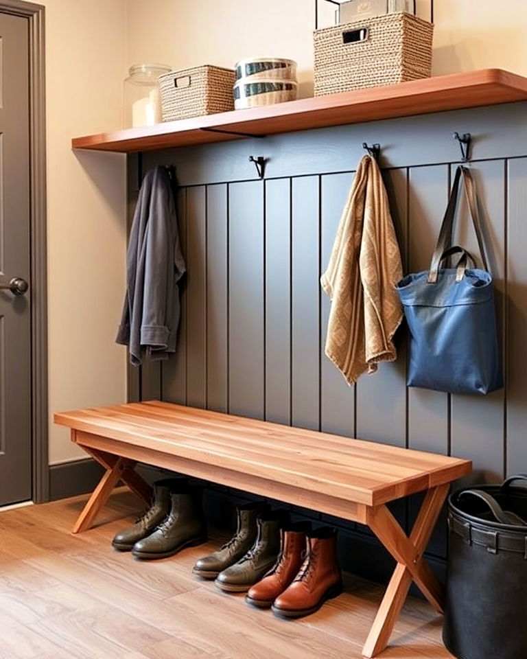 foldable seating space saving solution for small boot room