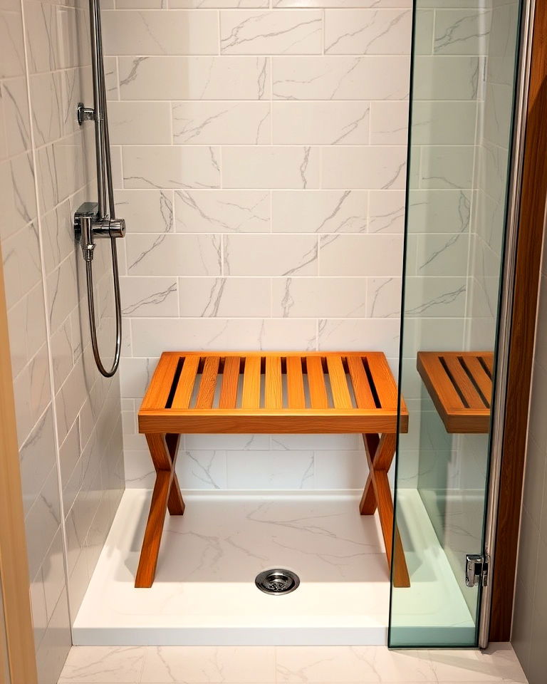 foldable teak shower seat