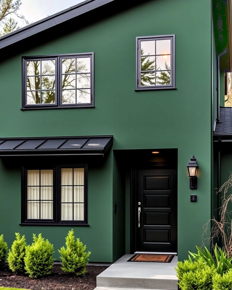 forest green exterior with stylish black details