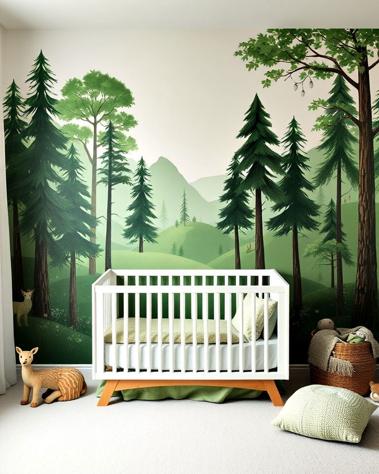 forest inspired murals nursery