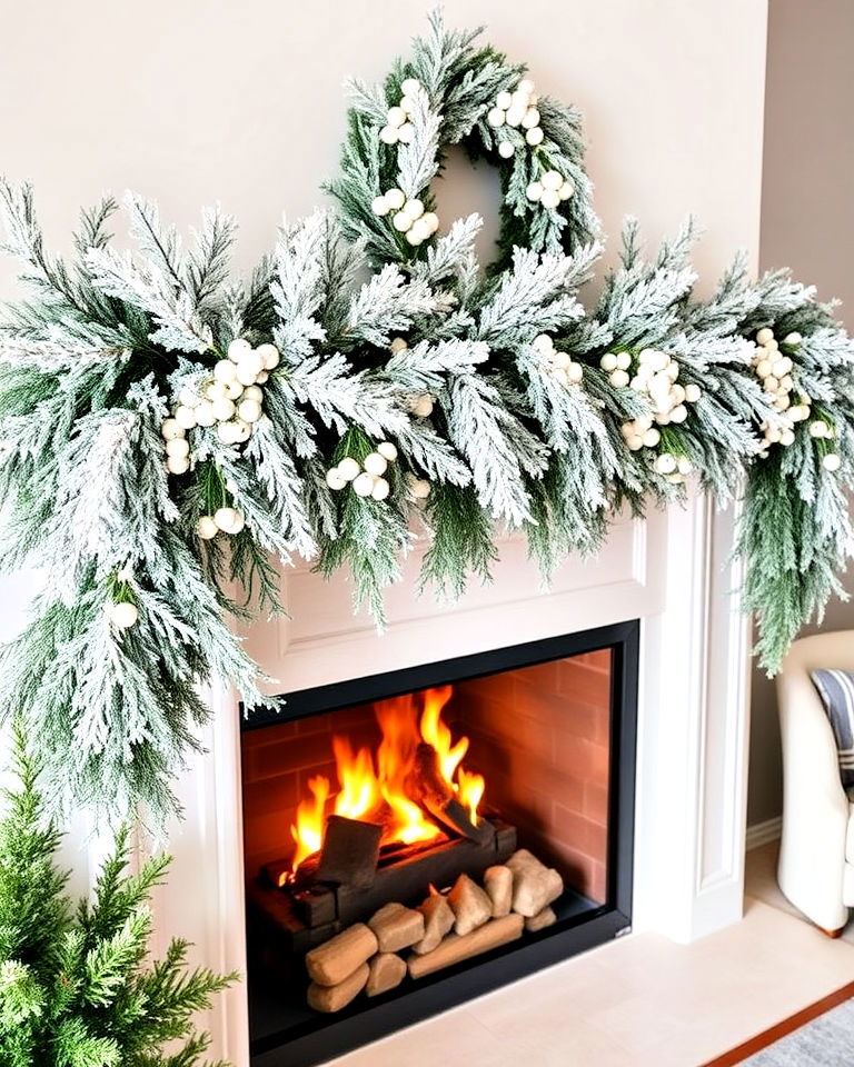 frosted fir garland with white berries