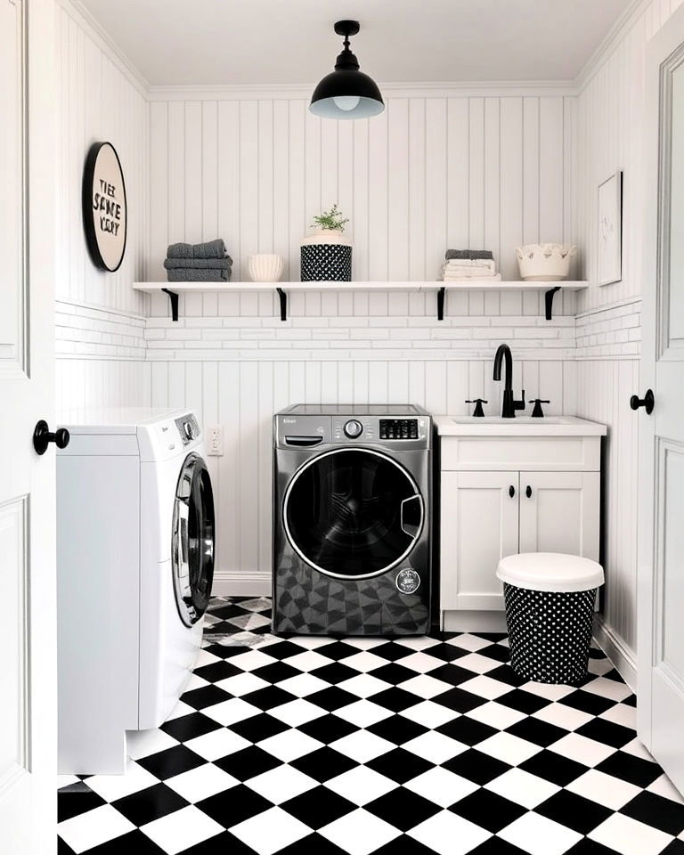 functional checkerboard vinyl tiles floor