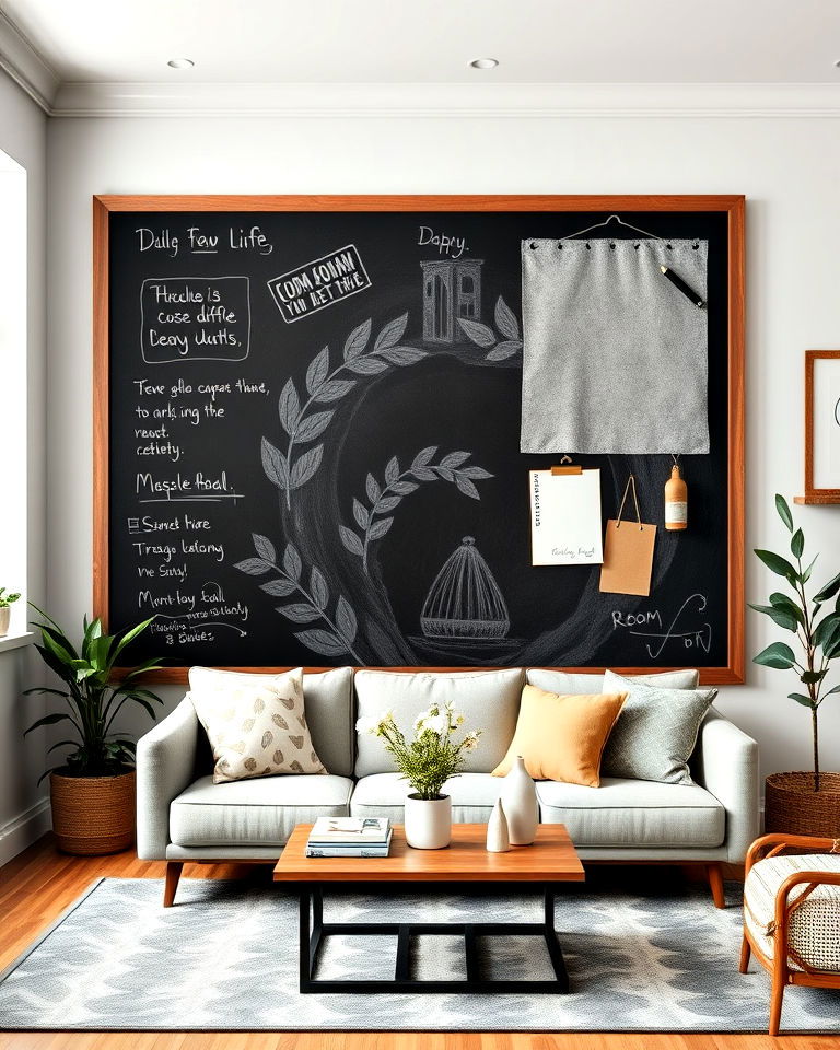 functional large chalkboard or whiteboard