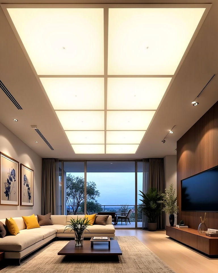 futuristic backlit drop ceiling tiles