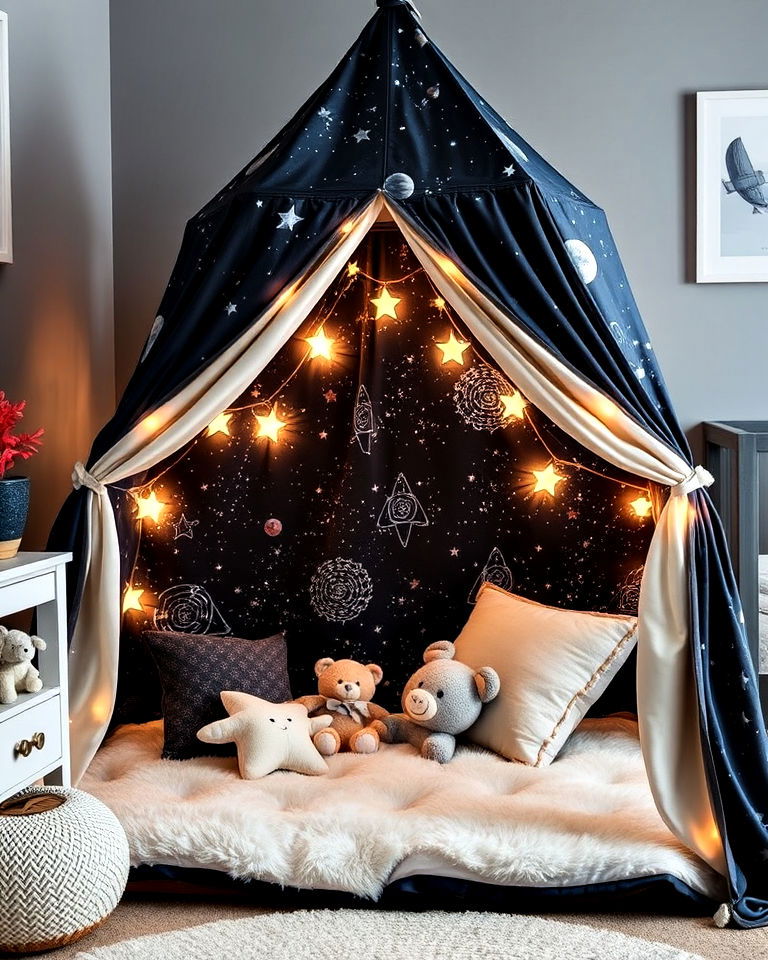 galaxy themed nursery play tent