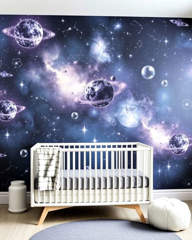 galaxy themed wallpaper nursery