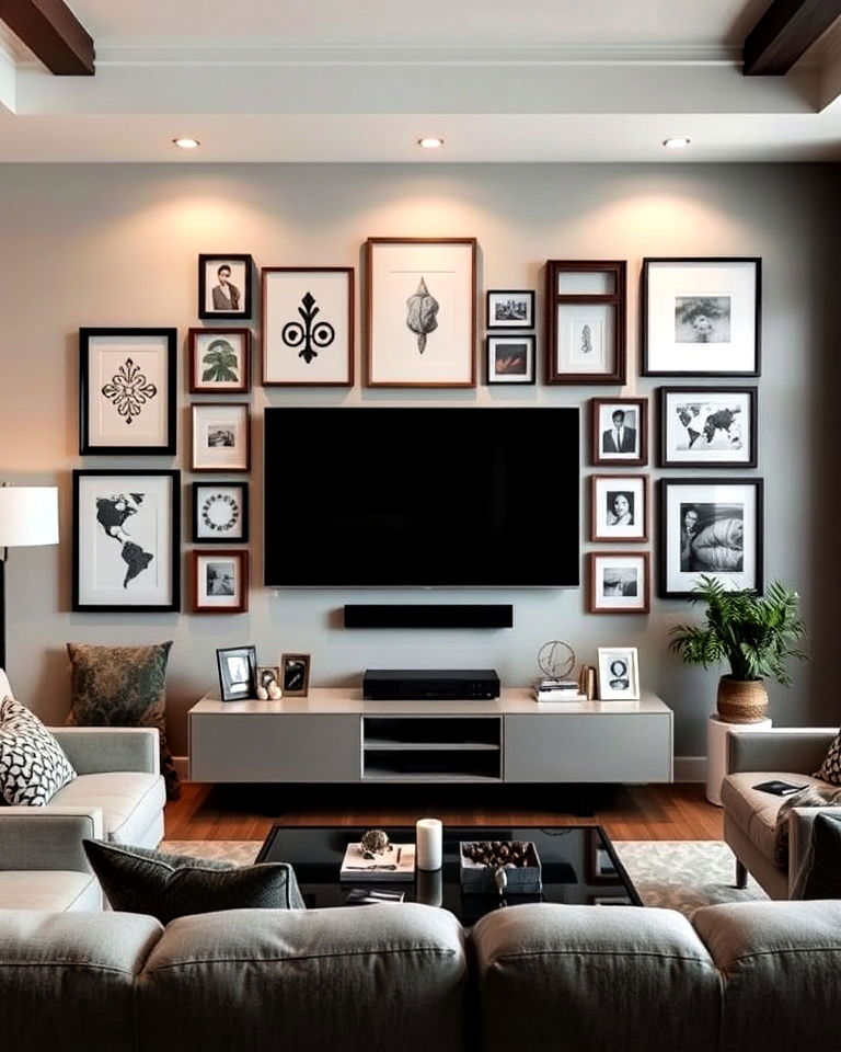 gallery wall around the tv