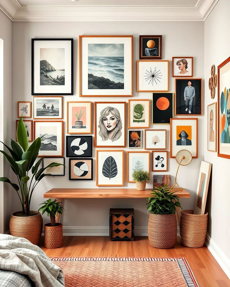gallery wall of personal art