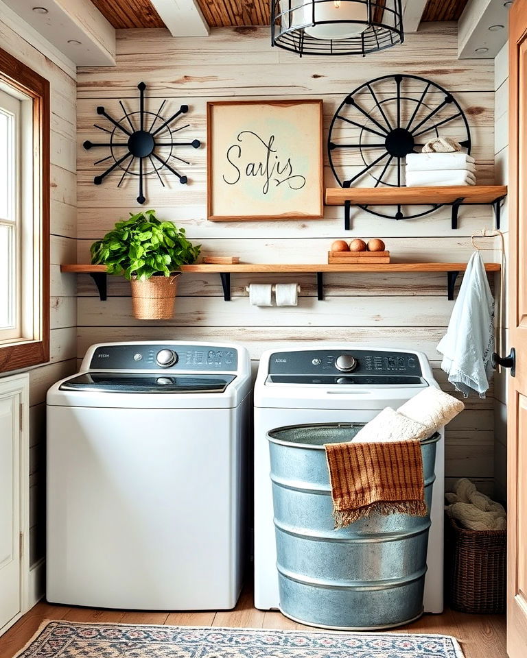 galvanized metal accents for rustic flair