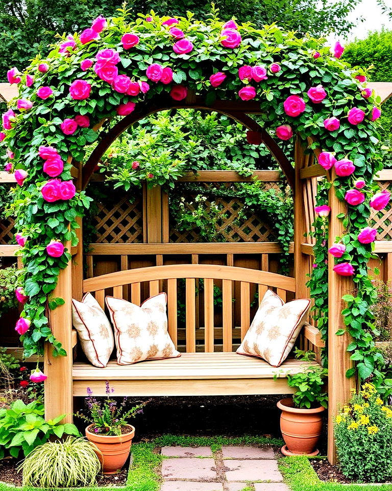garden arbor with bench