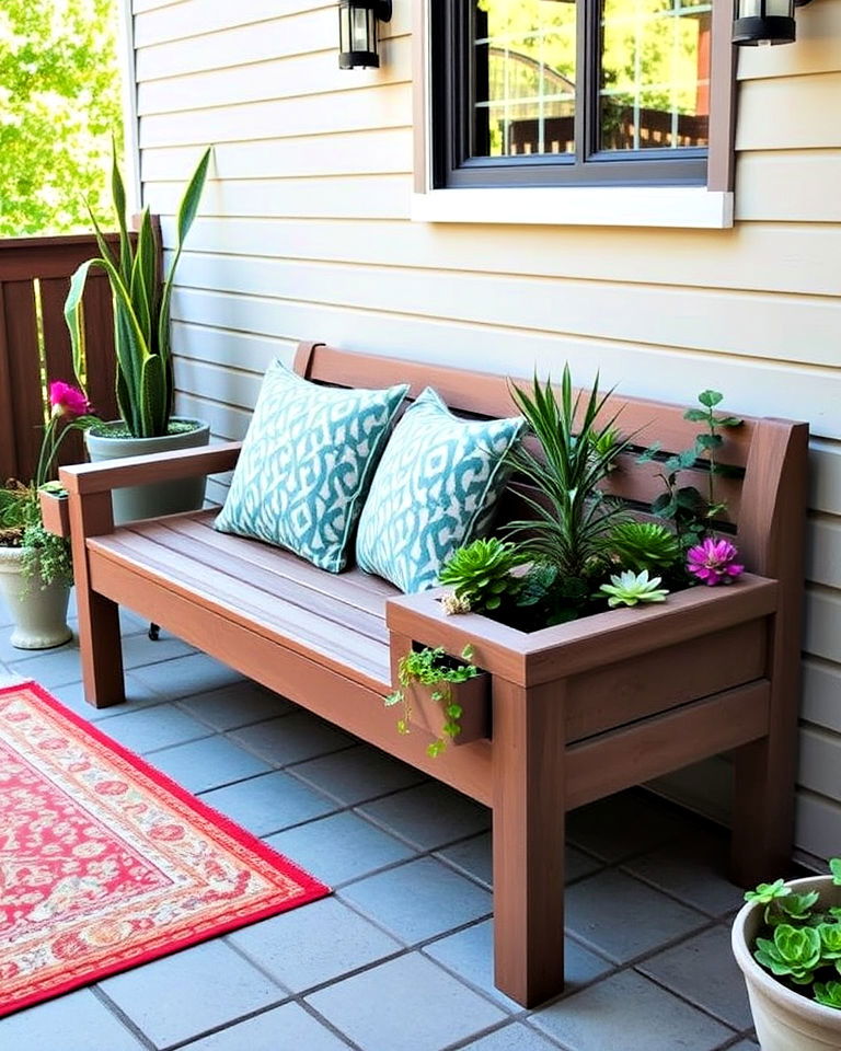garden bench with built in planters
