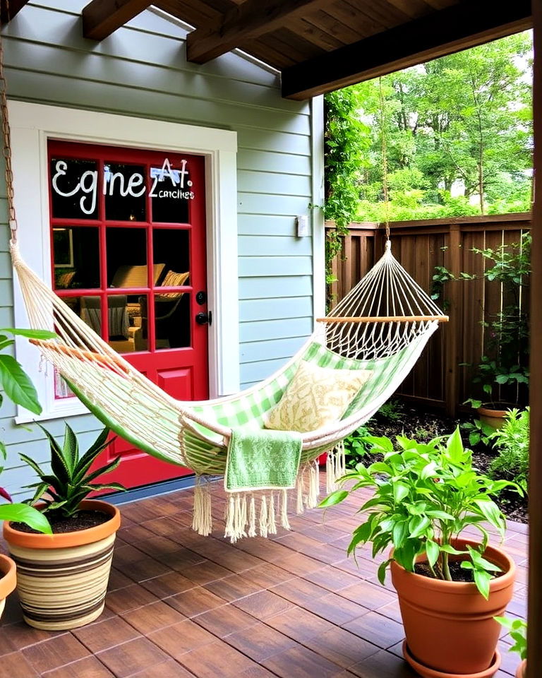 garden office with hammock or swing